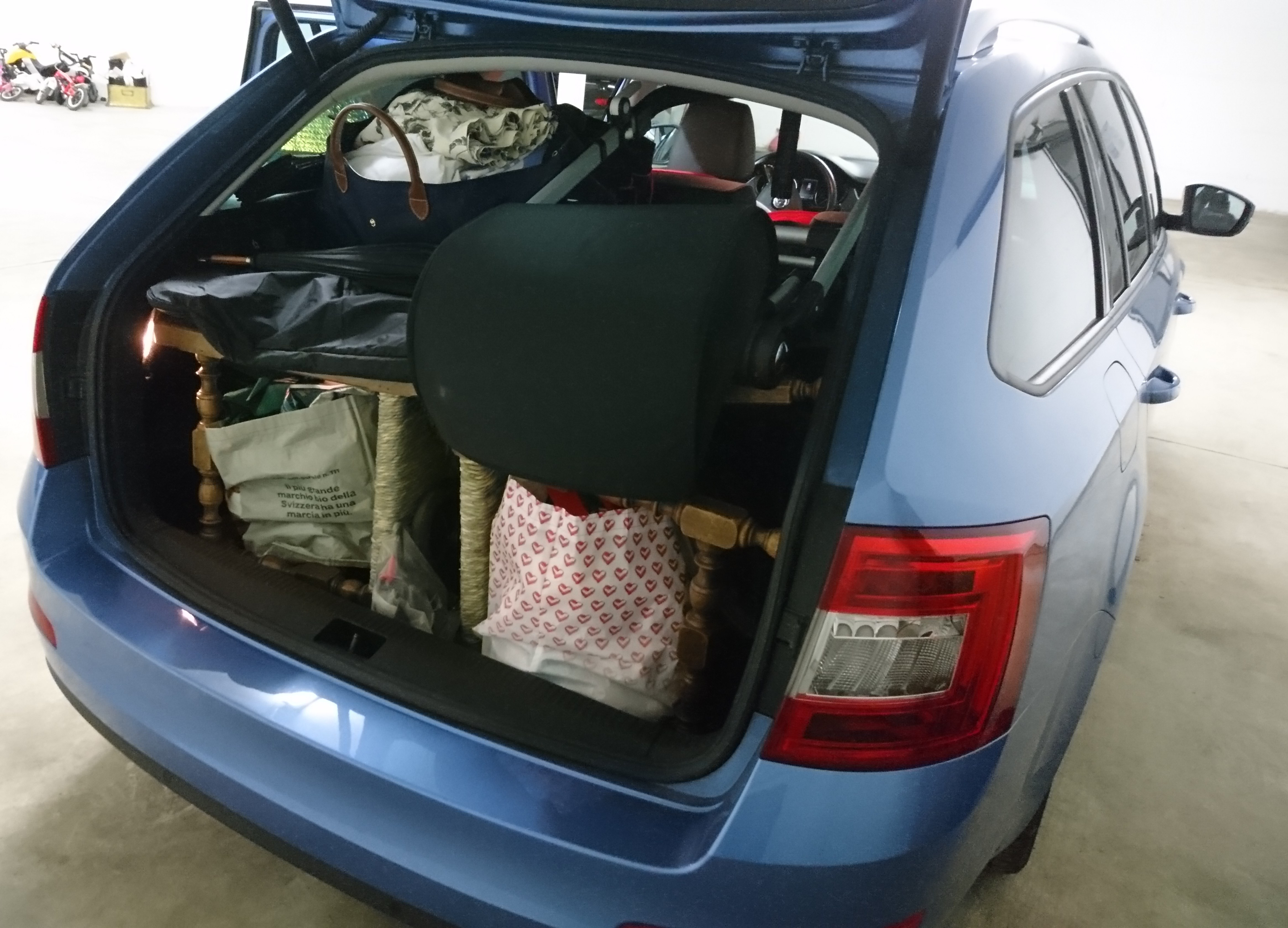 Filled trunk of our car, before leaving the holidays. 