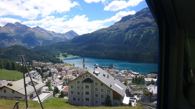 Looking out of the window of the blue train you get a beautiful view!