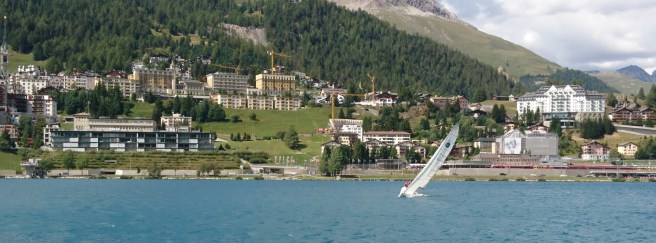 Sailing boat on the lake of St. Moritz
